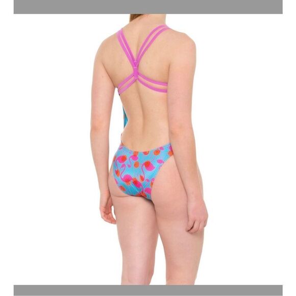 NWT Speedo Printed Double-Strap 690 One-Piece Swimsuit sz 30 - Picture 2 of 3